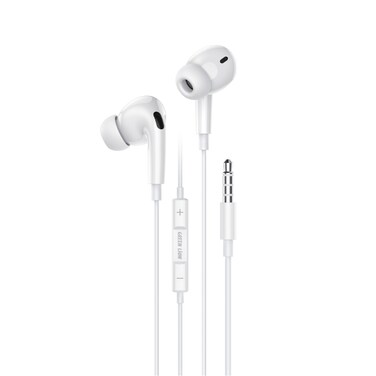 Green Lion GL-Stereo Pro Wire Earphone with Volume Control and Microphone, 1.2m Cable, 10mm Speakers, Compatible with 3.5mm Jack Mobile Phones, Cable Control Buttons - White
