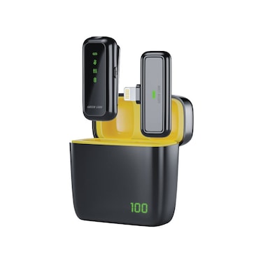 Green Lion SX5 Microphone for Lightning, 60mAh Microphone Battery, 300mAh Charging Case, 20Hz-20kHz Frequency Response, Omnidirectional Microphone, ANC, 6H Battery Life
