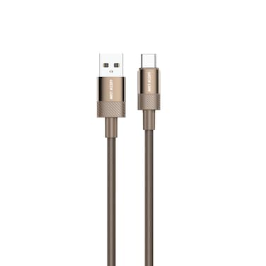Green Lion Desert Spark Cable USB-A to USB-C, Premium Data Transfer, 15W Power Output, 480 Mbps Transfer Speed, 1 Meter Length, Aluminum Alloy + Woven, Desert Titanium
