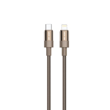 Green Lion Desert Spark Cable USB-C to Lightning, 480Mbps Data Transfer Speed, 1m Length, 27W Power Output, Aluminum Alloy &amp; Woven Braided Exterior, More Than 10,000 Bends Lifespan, Desert Titanium
