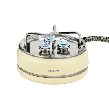 Green Lion Orbit Flame 3 Burner Stove for Camping Compact Design Three Stainless Steel Burners 4000W Heating Power 240g per Hour Gas Consumption Built in Ignition Flame Control Storage Bag Beige
