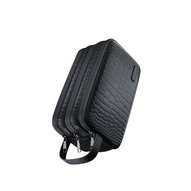 Green Lion Stallion Clutch Bag, Chic &amp; Practical Design, Three Compartments, Mesh Pockets, Soft Microfiber Interior, Premium Zipper, Water-Resistant PU Leather, Black
