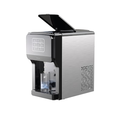 Green Lion Frosta 3-in-1 Ice Maker 18-20kg Ice Production 1.5kg Basket 5L Water Tank Bullet Ice Shape Touch Control Display Water Level Indicator Instant Ice Making 200W UK 3-Pin Plug Black
