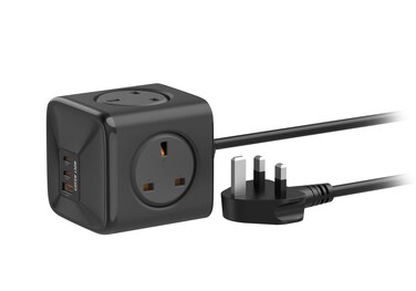 مقبس الطاقة المدمج 7 في 1 جرين لايون 33W PPS، 7 منافذ (2 USB-C، 1 USB-A، 4 مقابس UK)، تقنية GaN، حماية متعددة، طاقة 3250W، جهد 250V، مادة مقاومة للحريق - أسود
