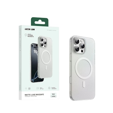 كفر جرين ليون مات لوكس المتوافق مع ماج سيف لهاتف آيفون 16 برو/برو ماكس، نحيف للغاية، مغناطيسات قوية، تقنية نانو UV، مقاوم للخدوش، تشطيب أبيض فاخر (آيفون 16 برو ماكس)
