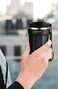Green Lion Vacuum Mug 380mL Capacity Double Wall Vacuum Insulation Hot and Cold Retention 4 to 6 Hours Food Grade Stainless Steel 304 Inner and 201 Outer Bottle Carrier Strap Black