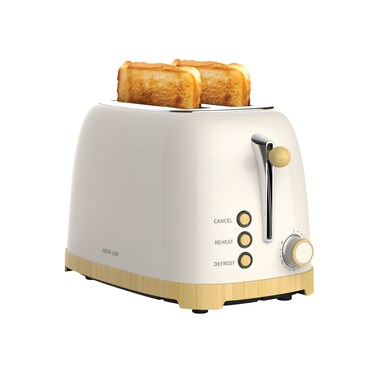 Green Lion Classic Toaster, 2-Slice Capacity, 38mm Wide Slots, 6 Browning Levels, Defrost, Reheat, Cancel Functions, High Lift Lever, Automatic Pop-Up, Beige
