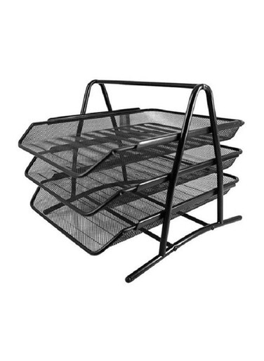 A102-03 Mesh 3-Tier Letter Tray – Durable Desktop Organizer (Black/Silver Options)