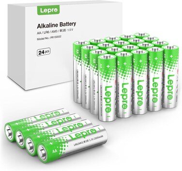Lepro AA Batteries 24 Pack, 1.5 Volt Alkaline Double AA Battery with High Capacity, Anti-Leakage, Long Lasting Power, 2800mAh LR06 MN1500 Batteries for Clocks Remotes Mouse Torch