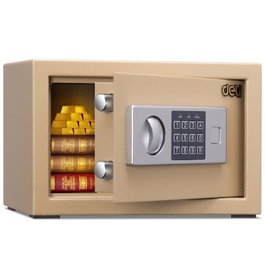 Deli Home Office Hotel Mini Electronic Security Lock Box Wall Cabinet Safety Box - Gold