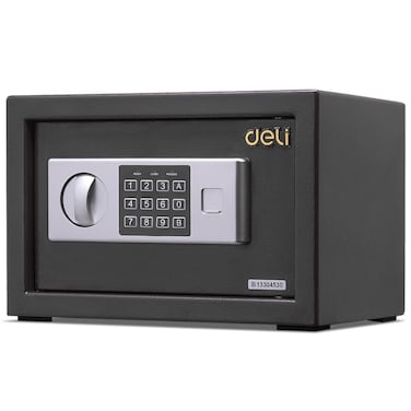 Deli Home Office Hotel Mini Electronic Security Lock Box Wall Cabinet Safety Box - Black