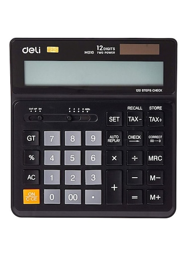 Dual Power Digital Calculator – Compact Black 8-Digit Display for Home or Office