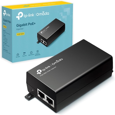 TP-Link 802.3at/af Gigabit PoE Injector   Non-PoE to PoE Adapter   Supplies PoE (15.4W) or PoE+ (30W)   Plug &amp; Play   Desktop/Wall-Mount   Distance Up to 100m (PoE160S)