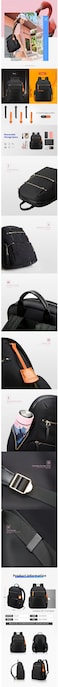 BOPAI Fashion Casual Backpack, Durable Nylon Exterior Resists Water And Wear, Compact &amp; Lightweight, Interior Compartment, Ideal For Daily Essentials, With A Stylish, Urban-friendly Profile   62-00121