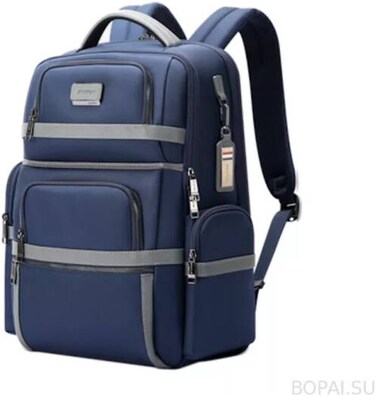 حقيبة سفر بوباي للرجال، مزودة بمنافذ USB-A وType-C مدمجة، تصميم خلفي مريح، تخطيط ذكي مع عدة أقسام وجيوب، مظهر احترافي، باللون الأزرق   61-121602