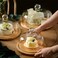 Glass Cake Dome with Bamboo Base