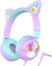 iClever Kids Headphones, LED Light Up Cat Ear, 85dBA Safe Volume, Stereo Sound Toddler Headphones, Foldable 3.5mm Wired Kids Headphone for Tablets School Travel
