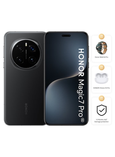 Honor Magic 7 Pro Dual SIM 5G Black 12GB RAM 512GB With Honor Watch 4 Pro + X5 Pro Earbuds + 12 Month 360&deg; Damage Protection - Middle East Version