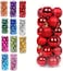 24-Pack Christmas Tree Ball Ornaments - 3cm Color Variations in Blue, Pink, Red, and Silver (Red)