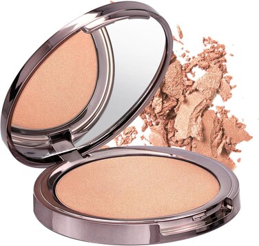 Girlactik USA.Glow Highlighter Blusher Illuminating Powder, Pearlescent Shimmer, Velvet Finish, Controls Oil, Lightweight, Buidable-Goldie