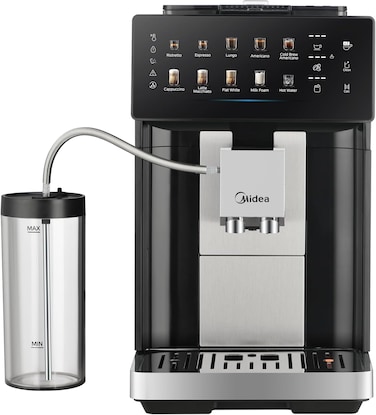 Midea GenuiBrew Fully Automatic Coffee Machine MCA-15B0FADMCPK &ndash; One-Touch Espresso, Latte &amp; Cappuccino   Built-in Grinder   Cold Brew   Dual Milk System
