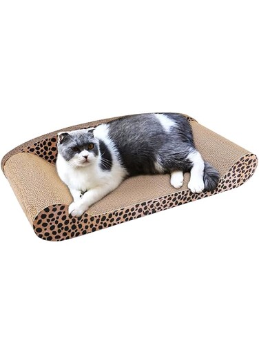 Nyganmelloz Cat Scratcher Pad Cardboard Sofa, Kitten Scratching Lounge Bed Corrugated Board Posts Kitty Adult Cat Scratch Pad Toy with Catnip