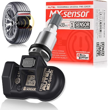 Autel TPMS Sensor MX-Sensor, 315MHz + 433MHz Dual Frequency Tire Replacement Sensor for All Cars, Same as OE Sensor, 100% Cloneable Pressure Monitor System Sensor (Metal Valve, Press-in, 1PCS)