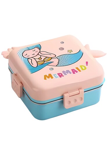 Kids Lunch Box Stainless Steel Insulated &acirc;&euro;&ldquo; Double Decker Leakproof Bento Box with Spoon, Soup Bowl, Dishwasher Safe, Durable, Perfect for School or Travel 1120ml (Mermaid Pink)