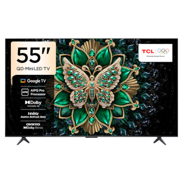 TCL 55 Inch C61K Premium 4K QD-MiniLED Smart TV (2026 Model) 55" TCL 55C61K Google Television with 93% DCI-P3 Color Gamut   ONKYO Subwoofer 2.1 Hi-Fi System   Dolby Vision IQ   HDR10+/HLG   BT5.4