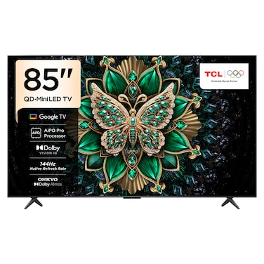 TCL 85 Inch C61K Premium 4K QD-MiniLED Smart TV (2026 Model) 85" TCL 85C61K Google Television with 93% DCI-P3 Color Gamut   ONKYO Subwoofer 2.1 Hi-Fi System   Dolby Vision IQ   HDR10+/HLG   BT5.4