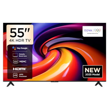 55 Inch 4K UHD Smart TV   Google TV   HDR10, Dolby Vision &amp; Atmos   MEMC   AiPQ Processor   Game Master   Metallic Bezal-less Design   Ideal for Living Room &amp; Entertainment   55R55 - 2025 Model UHD TV