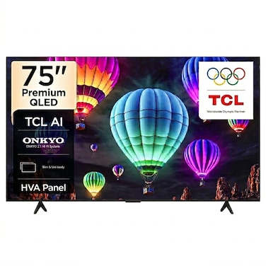 TCL 75 Inch T69D Premium QLED Smart TV (2026 Model) 75" TCL Google Television with AiPQ Processor   93% DCI-P3 Color Gamut   ONKYO 2.0 Hi-Fi System   Dolby Vision &middot; Atmos   DTS Virtual:X - 75T69D