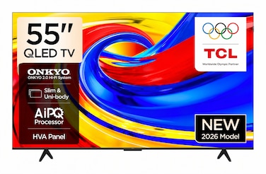 تلفزيون TCL الذكي مقاس 55 بوصة P71L بدقة 4K وتقنية QLED مع Google TV (موديل 2026)، معالج AiPQ، تقنية TCL AI، Dolby Vision، HDR10+، تغطية ألوان DCI-P3 بنسبة 93%، Dolby Audio، Game Master - 55P71L أسود