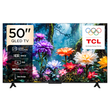 تلفزيون TCL الذكي مقاس 50 بوصة S51K بدقة Full HD وتقنية QLED (موديل 2026)، Google TV، HDR10، نطاق ألوان فائق الاتساع، Dolby Audio، Google Cast، أوضاع مشاهدة متعددة، تصميم معدني بدون حواف - 50S51K أسود