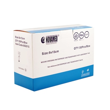 Novamed Waterproof Transparent Bandage 9 x 15 cm 50's
