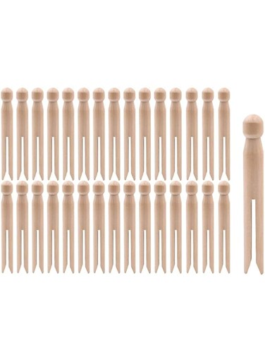 30 Pack Wooden Clothespins for Laundry and Craft Projects - Natural Wood Color, Durable and Versatile