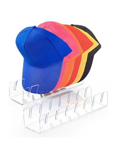 Sagreeny Hat Racks,Hat Organizer for Baseball Caps, New Hat Stand for Baseball Caps, No Install Acrylic Hat Rack Shelf for 14 Baseball Caps for Bedroom(2PCS)