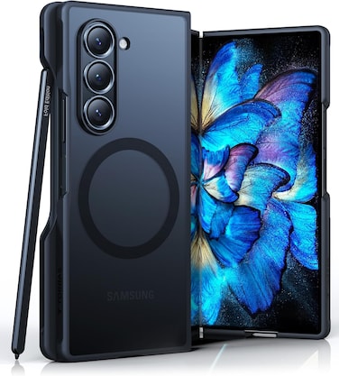 TORRAS Upgraded Magnetic Shockproof for Samsung Galaxy Z Fold 6 Case with S Pen Holder, Fit for Magsafe Screen Protector Added Mil-Grade Drop Tested Phone Case for Samsung Z Fold 6, Black