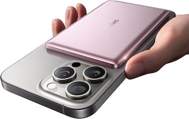 TORRAS MiniMag Power Bank, Ultra Slim 5,000 mAh Wireless Portable Charger with USB-C Cable, Fast Charging Magnetic Battery Pack, Magsafe-Compatible Charger for iPhone 16/15/14/13/12, Pink