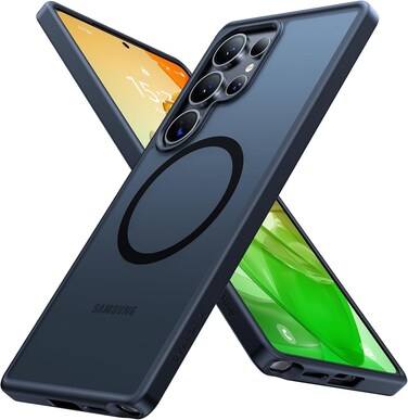 توراس غطاء مغناطيسي مقاوم للصدمات لهاتف Samsung Galaxy S25 Ultra، مغناطيسي قوي 18N، حماية عسكرية بطول 12 قدمًا، MagSafe، غطاء واقٍ شفاف غير لامع رفيع، سلسلة Guardian المغناطيسية، أسود