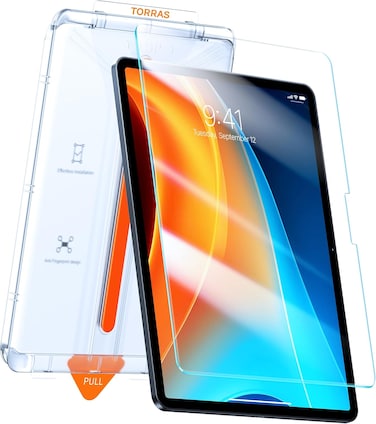 TORRAS iPad Pro 11 Inch Screen Protector M4 2024, Military Grade Shatterproof [TOP 9H+ Tempered Glass＆ One-Pull Installation] Anti-Scratch, Bubble Free, Apple Pencil Compatible, HD Clarity