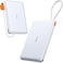 TORRAS Power Bank with Built-in USB-C Cable, Ultra-Slim 10,000mAh Portable Charger USB C, 22.5W Fast Charging Battery Pack for iPhone 16/15/Samsung S25 Ultra/Android, Glacier White (No-Wireless)