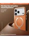 TORRAS Ostand Spin VegSkin Series Case for iPhone 17 Pro Max, Premium Leather Touch, Ultra-Thin, Magnetic 360&deg; Rotatable Metal Stand, Anti-Stain, MagSafe Compatible, Lightweight Cover &ndash; Tarocco Orange