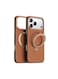 TORRAS Ostand Spin VegSkin Series Case for iPhone 17 Pro, Premium Leather Touch, Ultra-Thin, Magnetic 360&deg; Rotatable Metal Stand, Anti-Stain, MagSafe Compatible, Lightweight Cover &ndash; Amber Brown