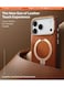 TORRAS Ostand Spin VegSkin Series Case for iPhone 17 Pro, Premium Leather Touch, Ultra-Thin, Magnetic 360&deg; Rotatable Metal Stand, Anti-Stain, MagSafe Compatible, Lightweight Cover &ndash; Amber Brown