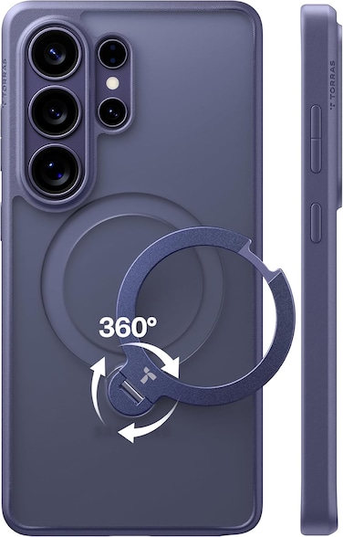تورس Q3 Spin جراب لسامسونج S26 ألترا حامل 360 مغناطيسي نحيف تصميم نسائي Frosted Purple