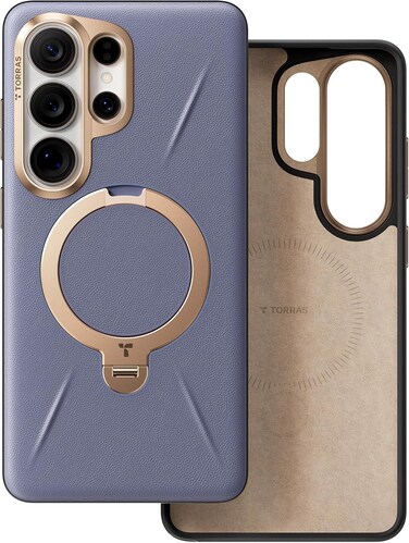 Torras Ostand Q3 VegSkin For Samsung Galaxy S26 Ultra Case Leather, 360 Magnetic Stand, Fit For MagSafe, Premium Organic Silicone Leather Case For S26 Ultra Case, Amethyst Purple