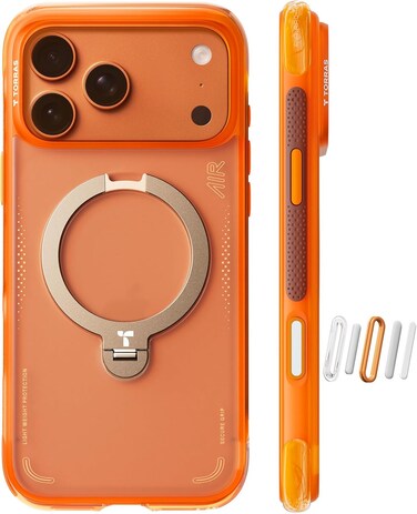 TORRAS Ostand Q3 Air for iPhone 17 Pro Case 6.3'' with Stronger Magnetic Stand, Fit for Magsafe, Airbags Miltary Protection, Camera Control for iPhone 17 Pro Case, Shockproof &amp; Stylish, Horizon Orange