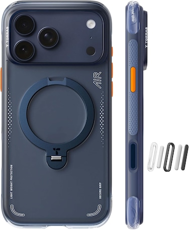 TORRAS Ostand Q3 Air for iPhone 17 Pro Max Case with 360 Magnetic Stand, Fit for MagSafe, Mil-Grade Drop Tested, Camera Control Button, Shockproof Phone Case for iPhone 17 Pro Max 6.9", Midnight Blue