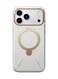 TORRAS Ostand Spin VegSkin Series Case for iPhone 17 Pro, Premium Leather Touch, Ultra-Thin, Magnetic 360&deg; Rotatable Metal Stand, Anti-Stain, MagSafe Compatible, Lightweight Cover &ndash; Pearl Grey